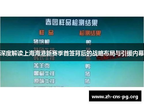 深度解读上海海港新赛季首签背后的战略布局与引援内幕