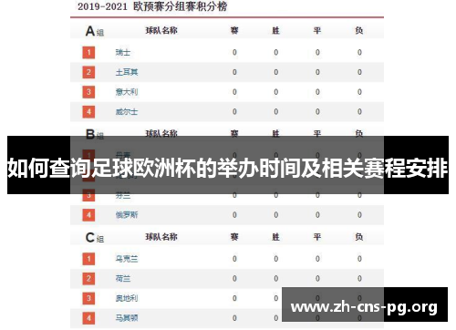 如何查询足球欧洲杯的举办时间及相关赛程安排